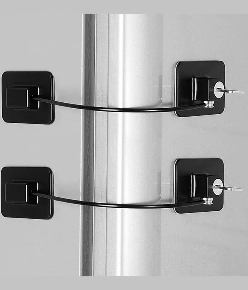 Child Safety Device Refrigerator Door Lock with Key and Adhesives view 2