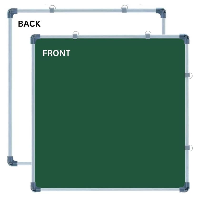A2DR Non-Magnetic (2 x 2 Feet) Double-Sided 2in1 White Board & Green Chalk Board Quality with Hanging Hooks view 2