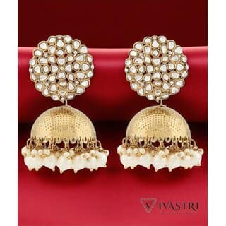 Vivastri Pearl Drops Gold Plated Alloy Jhumka,Jhumki Earrings Guttapusalu for Women & Girls - VIVA2804ERG