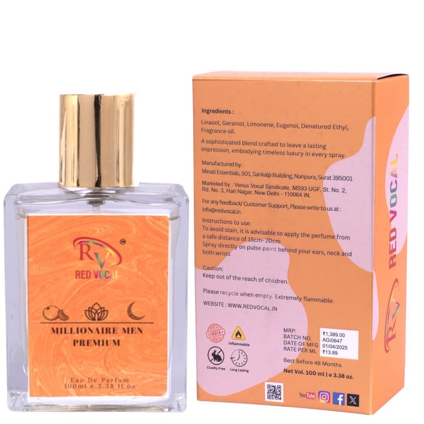 Red Vocal Millionaire Men Premium (Men) with Floral Romance Luxury (Women) 100ml Perfume Spray Combo – 2 x 100ml view 9