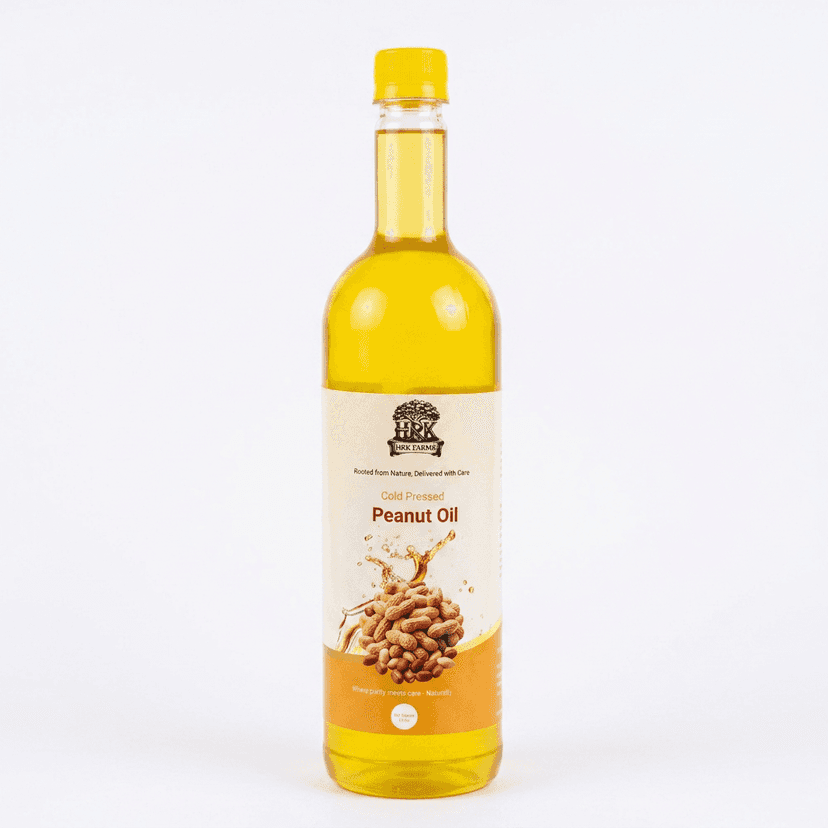 HRK Farms Cold Pressed Groundnut Oil | 100% Pure Peanut Oil | Unrefined & Zero Additives | Wood Pressed Groundnut Oil for Daily Cooking | Kachi Ghani Oil | Groundnut Oil Oil 1 L