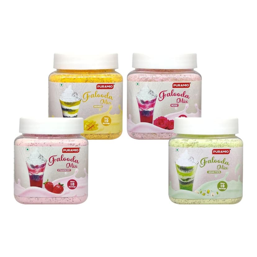 Puramio Falooda Mix Combo Pack (Strawberry, Rose, Mango & Kesar Pista), 200 gm Each - Pack of 4 view 2