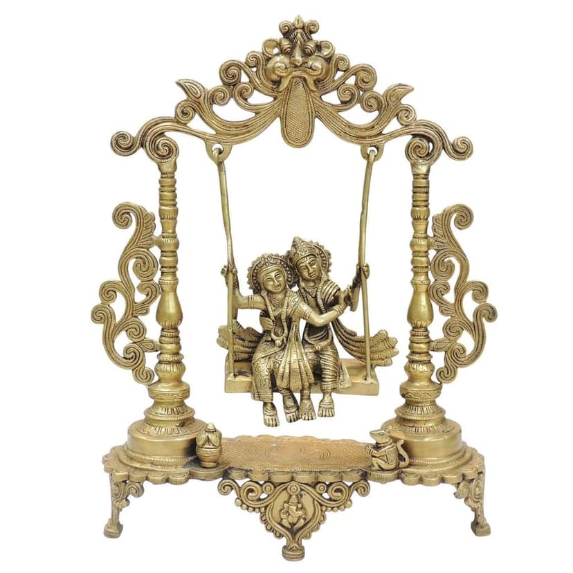 Brass Radha Krishna Idol ? Divine Couple Brass God Decorative Murti, Height : 18.5 Inch (BSMAS1629 E) view 2