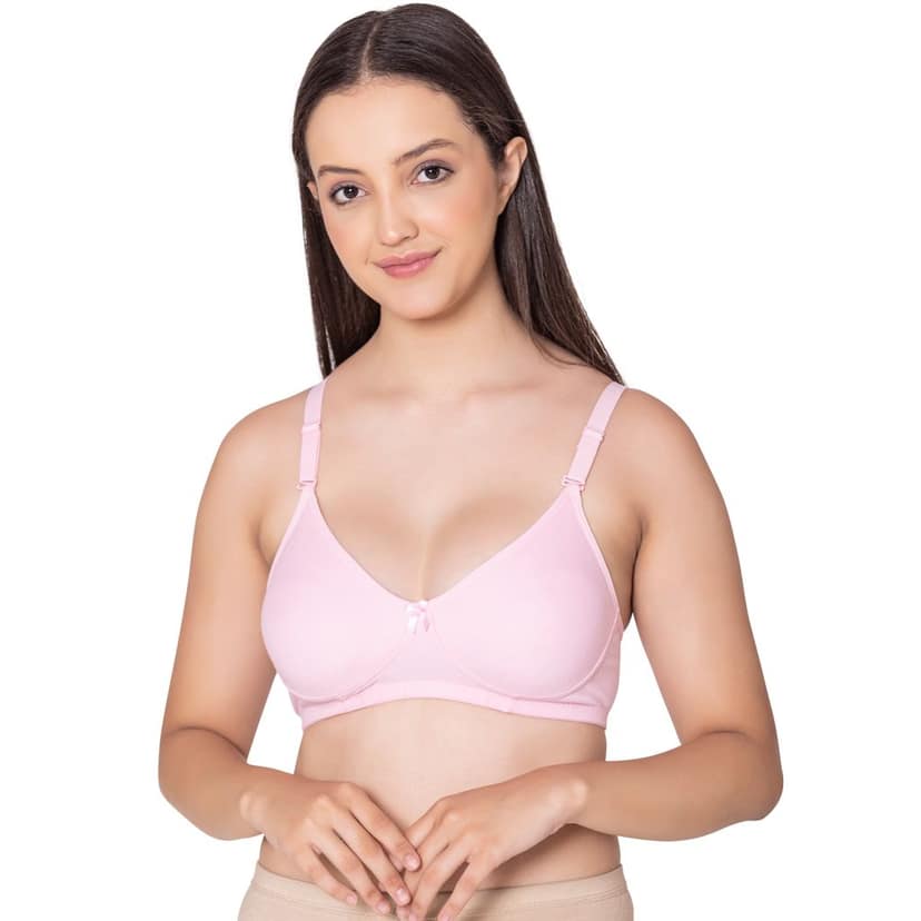 Bodycare polycotton wirefree convertible straps moulded cup non padded bra-6594B