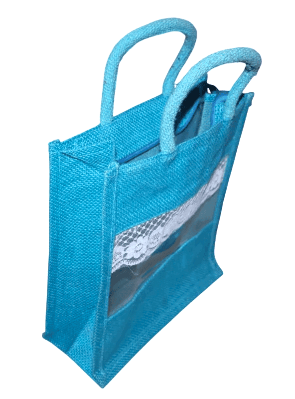 Jute Bag with Lace Trim & Transparent Window view 4