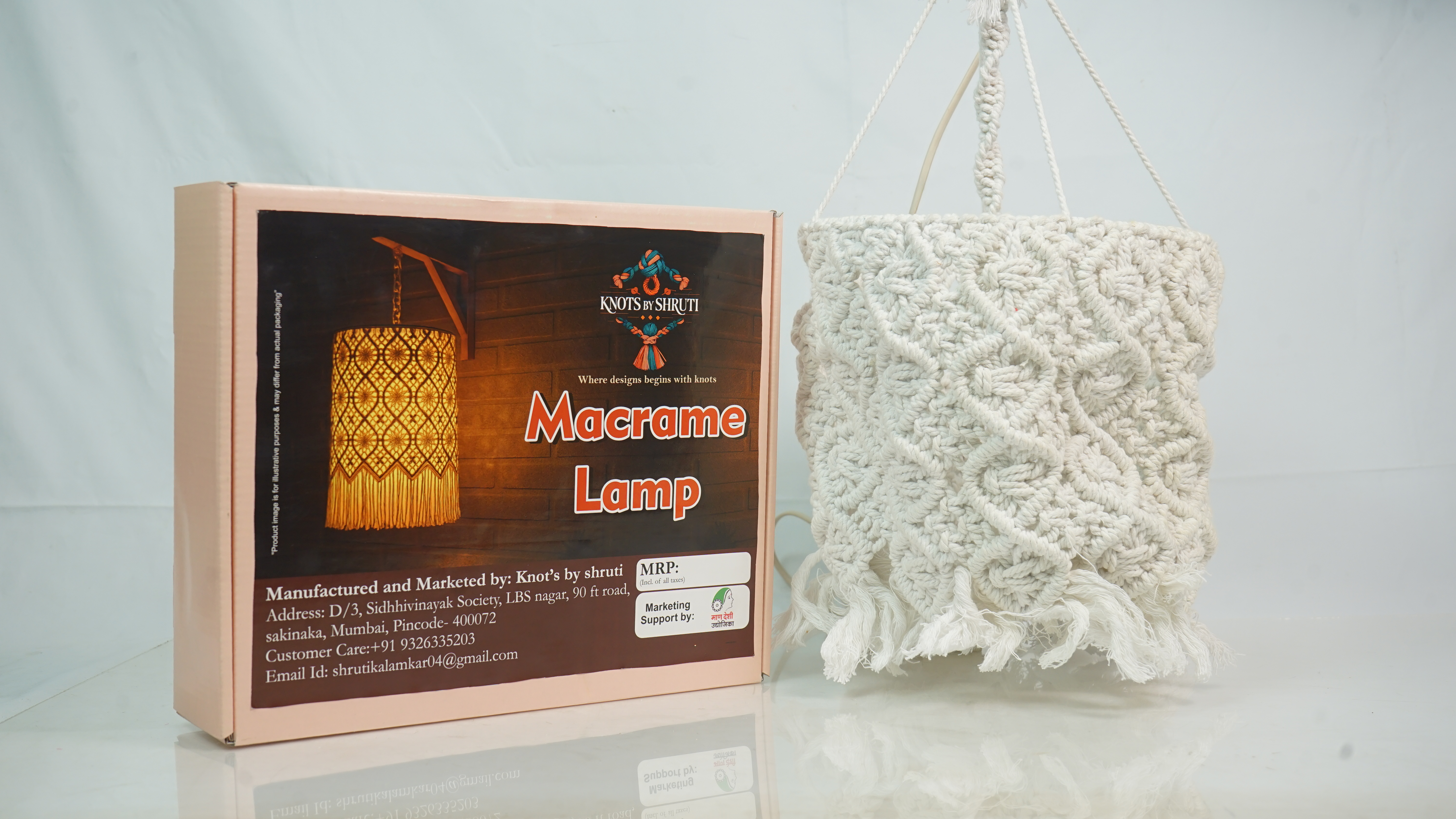 Handcrafted Macrame Lamp | Decorative Hanging Light | Boho Home Décor