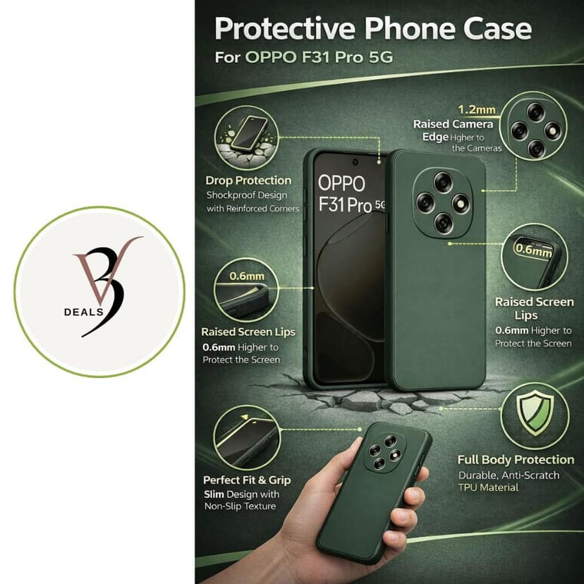 V3Deals Imported Protective Phone Case Compatible for Oppo F31 Pro 5G, Shockproof Design with Raised Camera and Screen Edges, Soft Flexible Silicon Material, Slim Fit with Non-Slip Matte Finish view 4