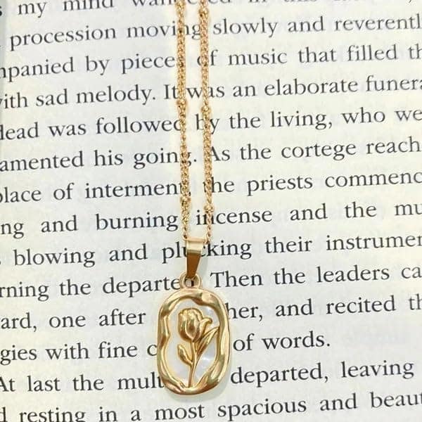 GemGleam Anti Tarnish 18k Gold Plated Rose Necklace 4 Women Aesthetic Minimalist Pendant Design Everyday Wear Hypoallergenic Jewelry view 9