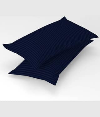 gharsaaz - Pack of 2 Poly Cotton Vertical Striped Standard Size Pillow Cover ( 68.58 cm(27) x 43.18 cm(17) ) - Black