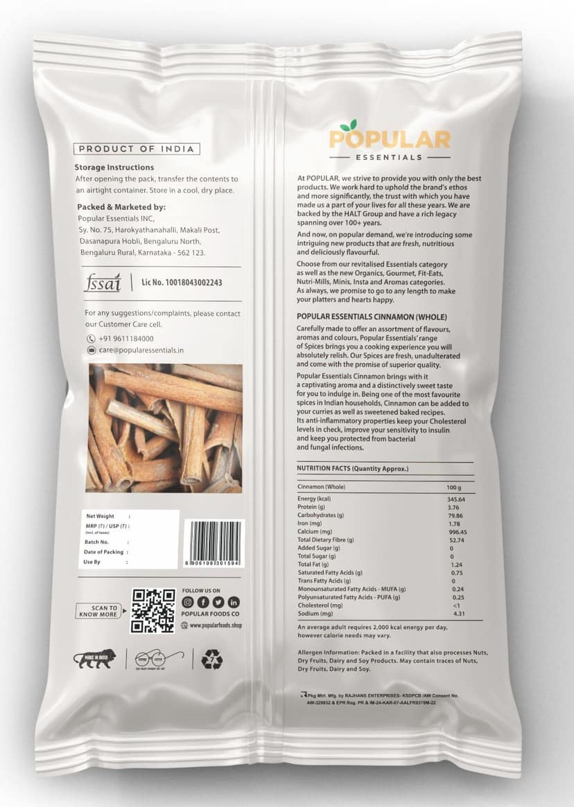 Popular Essentials Cinnamon Whole (Dalchini) view 2
