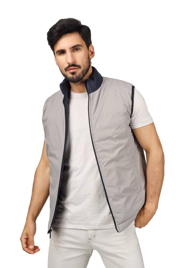 BlueFicus Mens Nylon Quilted Short Length, Sleeveless Puffer Jacket (Navy Blue) view 6