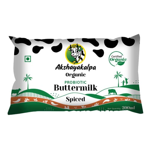 Akshayakalpa Organic Probiotic Butter Milk Spiced 200 ml in pouch