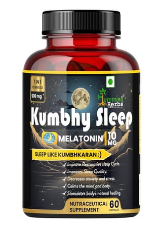 Humming Herbs Kumbhy Sleep | Melatonin 10mg | Chamomile, Passion Flower,Valerian Root | Sleeping Pills For Men and Women | Non-Habit Forming Sleep Supplements, 60 Capsules