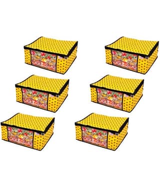 SH. NASIMA Non Woven Printed Saree Cover Bag Wardrobe with Transparent Window( Pack of 6, Red)