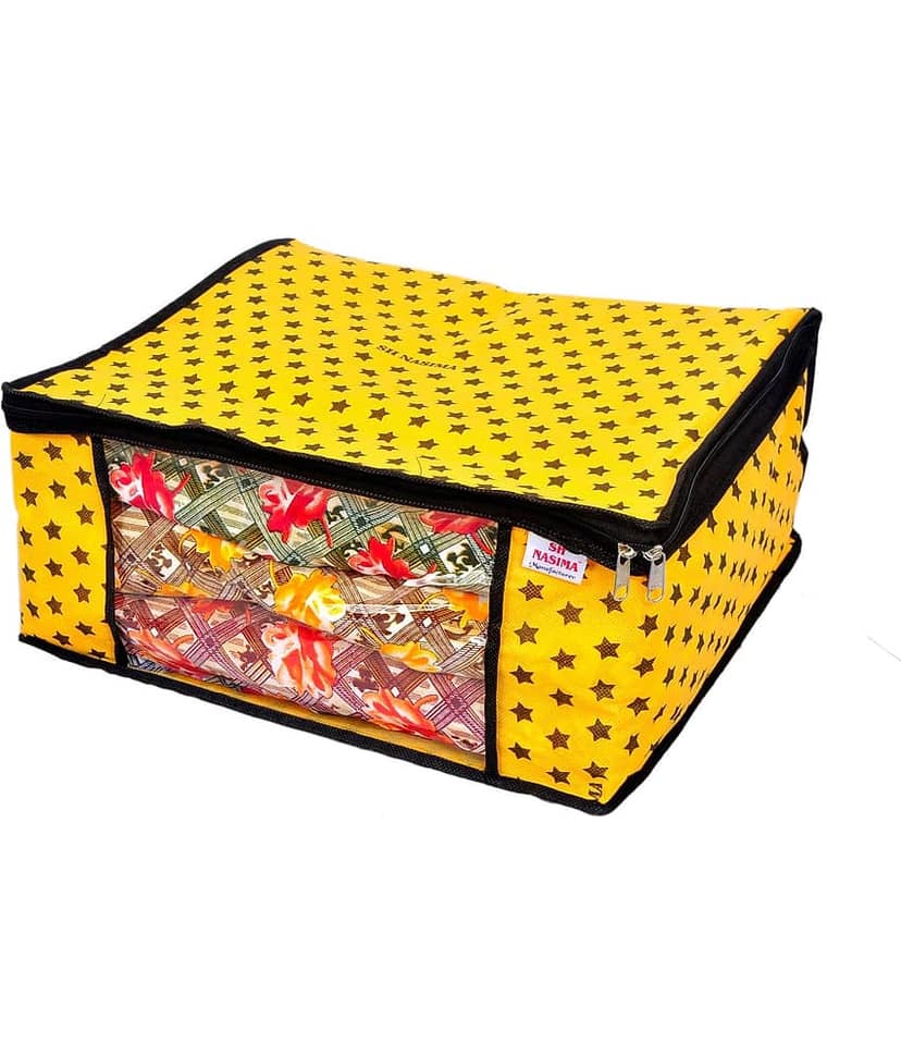 SH. NASIMA Non Woven Printed Saree Cover Bag Wardrobe with Transparent Window( Pack of 6, Red) view 2