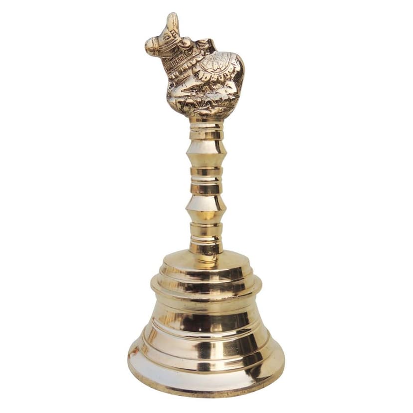 Brass Pooja Hand Bell, Nandi Ghanti, Height : 8 Inch (FMAS681 I) view 2