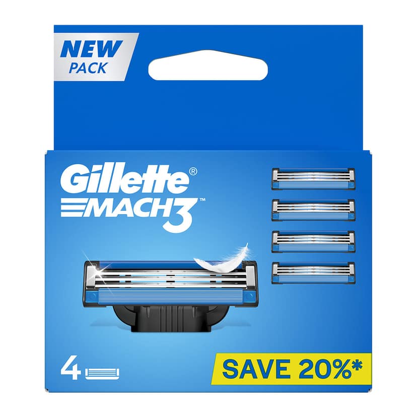 Gillette Mach 3 Mens Shaving Razor Blades For Men (4 Cartridges) view 2