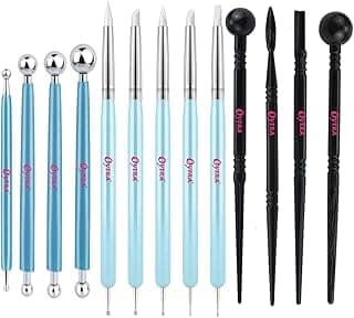 Oytra Clay Sculpting Tools 13 Pcs Set with Stainless Steel Stylus Ball Tool for Pottery Shaping Embossing Carving Dotting Modelling Air Dry Polymer Fondant Nail Art Mandala Rock Painting