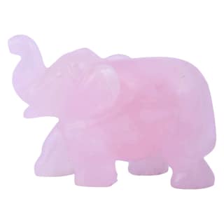 Rose Quartz Crystal Elephant, Sculpture, Fine Figurine, Statue, Handicrafts, Gemstone(KI_80) by Krishna Impex