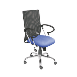 Set with Net - Back In Mesh, Fabric Seat, Fixed Arm, Nylon Base & Castor (CS-M07-MB)