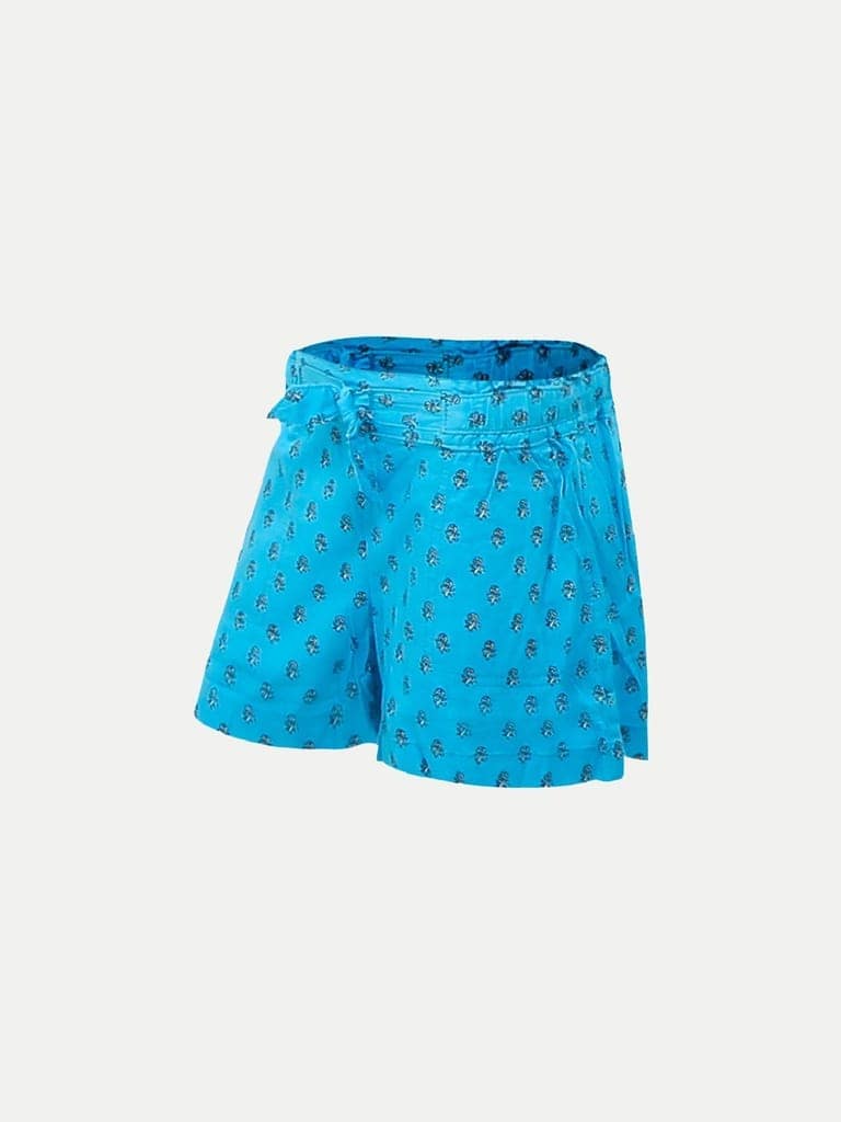Teen Girls Aqua All Over Print shorts view 2