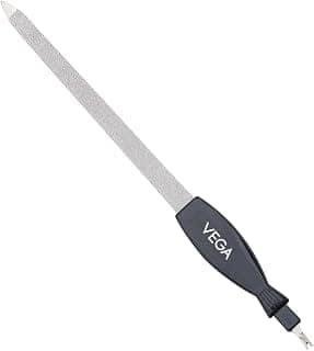 VEGA Nail File with Cuticle Trimmer | Dual-Sided Nickel-Plated Filer | Manicure & Pedicure Tool | Shaping, Cuticle Care & Smooth Finish | Travel-Friendly Grooming Accessory | (NFT-06)