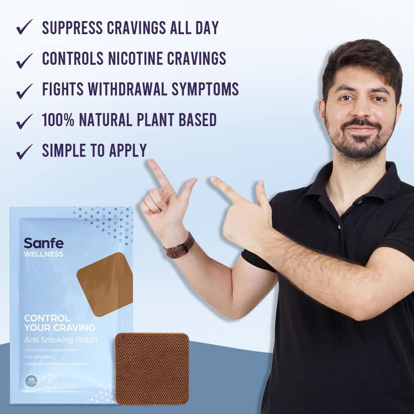 Sanfe Anti Smoking Patch | Controlled nicotine intake, 24 hr release | 5 Patches view 2