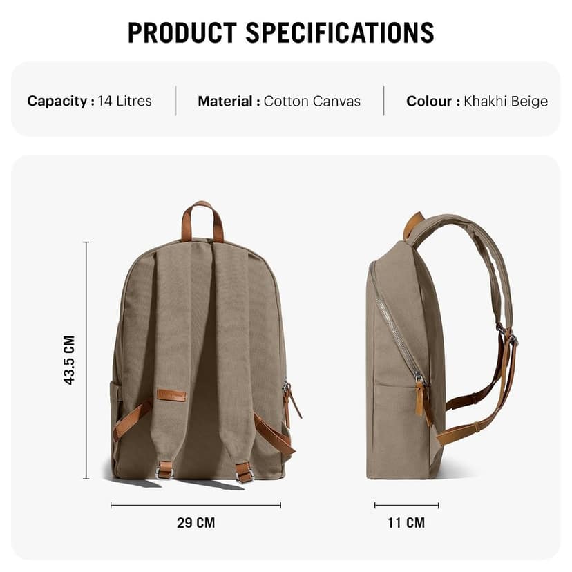 DailyObjects Pedal Everyday Casual Laptop Backpack Compatible with upto 14 inch Laptop | Unisex Travel Backpack | Made of Durable Canvas Material | Zippered Compartments with Pockets view 2
