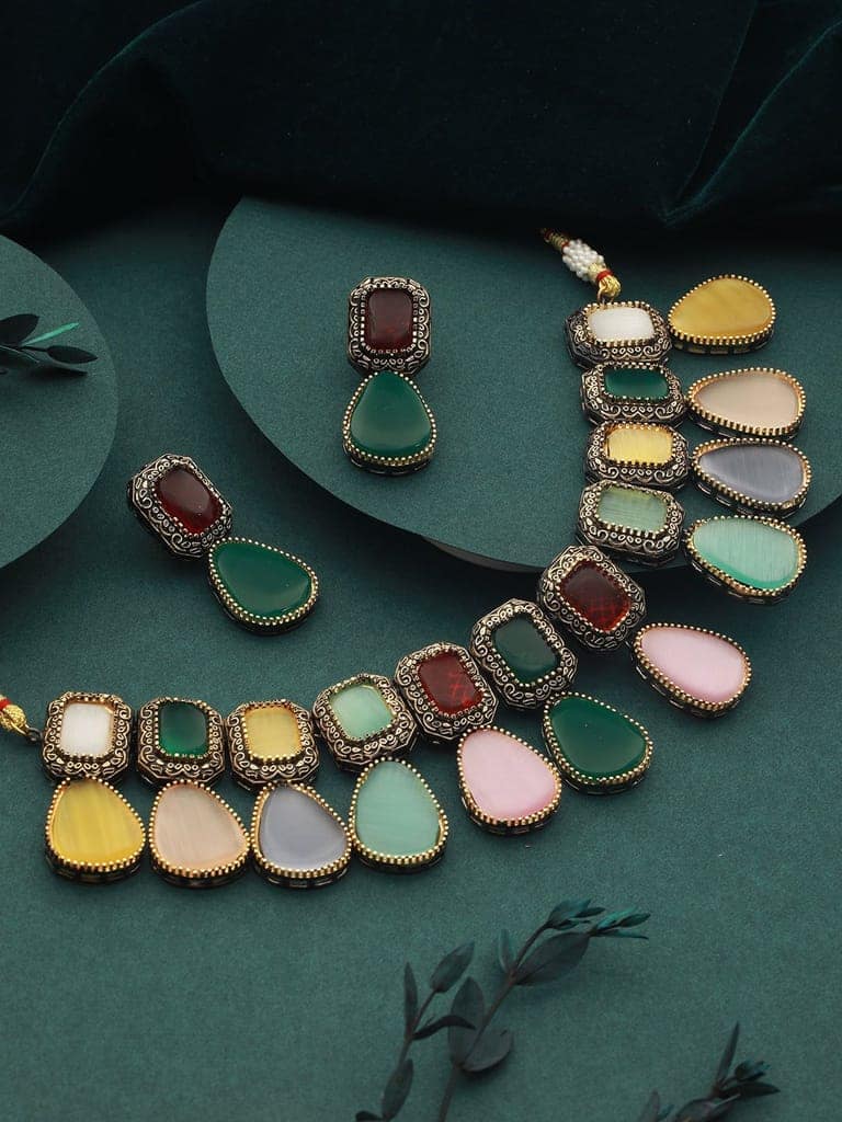 Gold Plated Multi Polki Kundan Studded Pearl Beaded Jewellery Set view 2