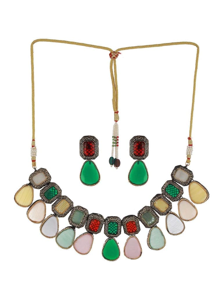 Gold Plated Multi Polki Kundan Studded Pearl Beaded Jewellery Set view 3