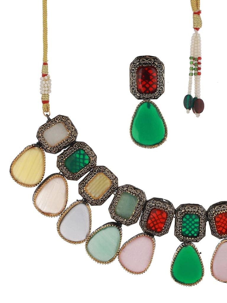 Gold Plated Multi Polki Kundan Studded Pearl Beaded Jewellery Set view 7