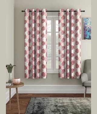 Cortina - Nature Printed Room Darkening Eyelet Curtain-9 Ft-pack of 2