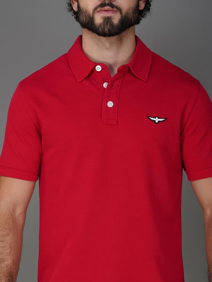 Solid Polo Shirt- RED view 6