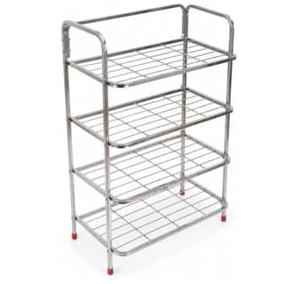 4 Tier Stainless Steel Shoe Rack, Shoe Stand Organizer, Rust Resistant Multipurpose Footwear Storage Rack for