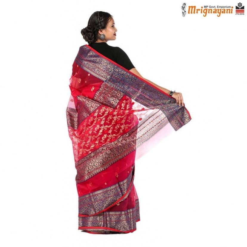 HANDLOOM CHANDERI SILK SAREE WITH BLOUSE (SKU - 1SC20318042, SAREE - 1020) view 4