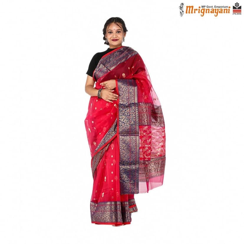 HANDLOOM CHANDERI SILK SAREE WITH BLOUSE (SKU - 1SC20318042, SAREE - 1020) view 5
