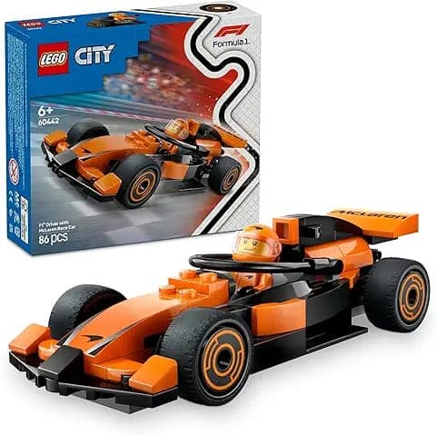 City F1 Driver with McLaren Race Car Mini Vehicle Toy Playset 60442 Building Blocks Toys for 6+ Gift for Boys and Girls view 2