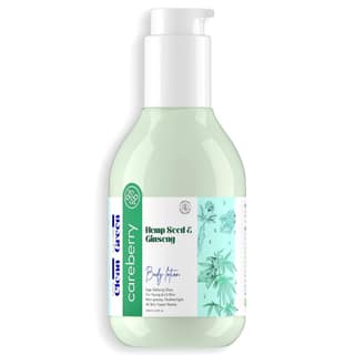 Careberry Hemp Seed Oil & Ginseng Calming Body Lotion, Non Greasy, Non Sticky, Ayush Certified Ayurvedic, Silicone's & Mineral Oil Free 200ml