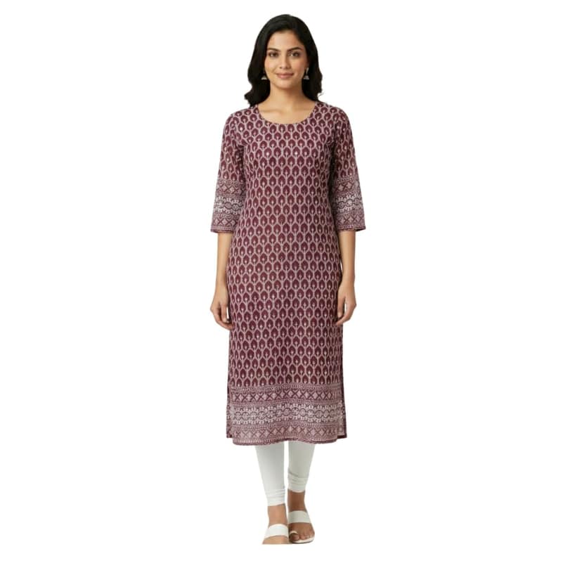 Mom and Me Women's Straight Chikankari Kurta/Kurti, Georgette Fabric, Latest Summer Stylish Wear Lining Design (Large, Maroon)
