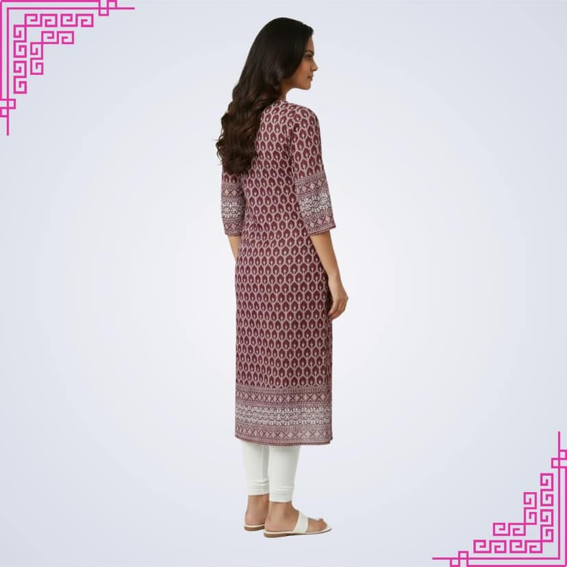 Mom and Me Women's Straight Chikankari Kurta/Kurti, Georgette Fabric, Latest Summer Stylish Wear Lining Design (Large, Maroon) view 2