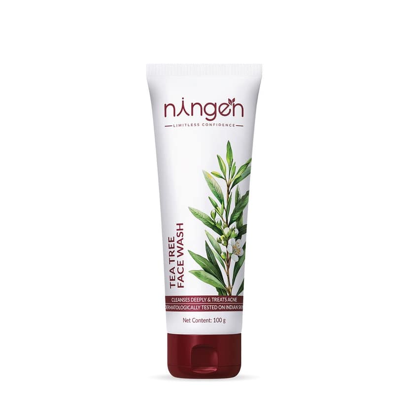 Ningen Tea Tree Face Wash I Infused with Lavender and Wild Pansy Extracts I Irritation Free, Paraben Free I For Skin Blemishes and Scars I 100g, White