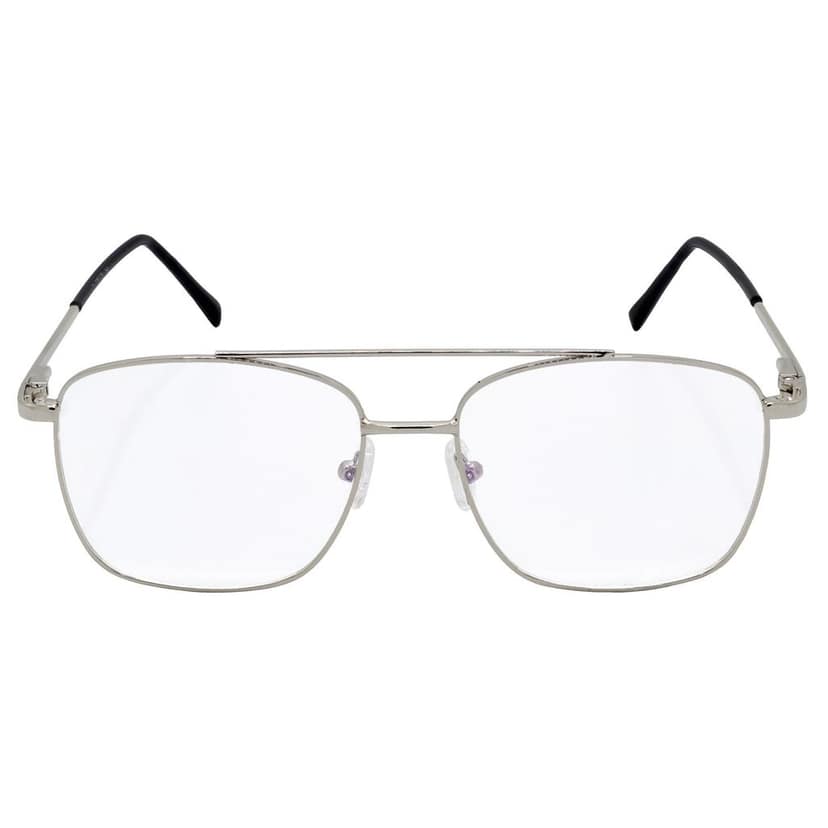 Hrinkar Trending Eyeglasses: Silver Rectangle Optical Spectacle Frame For Men & Women |HFRM-SLVR-19009 view 2