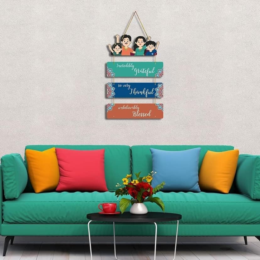 Charmor Incredibly Grateful Decorative Wall Hanger for Living Room | Bedroom | Gift | Home Decoration | Wooden Design Item (WH3310) view 2