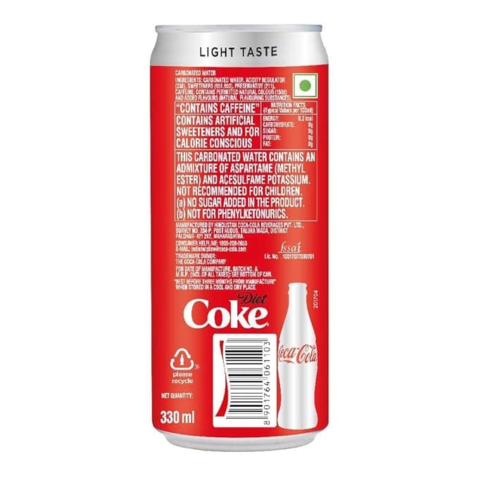 Coca-Cola Soft Drink - Diet Coke, 330Ml Can, Vegetarian view 2