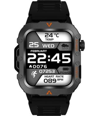 SKYRISE Sports Edition Smartwatch | Heart Rate | Steps | Wireless Charging Smartwatch (Black Strap, 1.73 Inch Big Sunlight Proof Display)