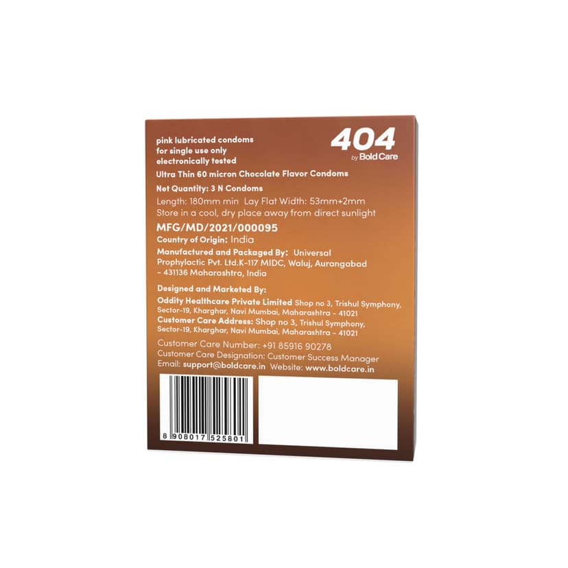 Bold Care Super Ultra Thin Chocolate Flavour Condoms - Only 60 Microns Thin - Electronically Tested view 2