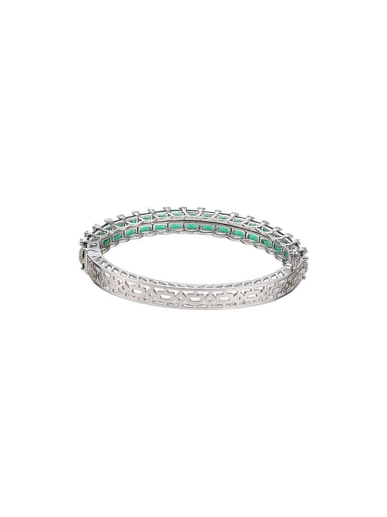 Silver Plated Emeral Green AD Zircon Statement Minimal Bridal Bangle Bracelet view 7