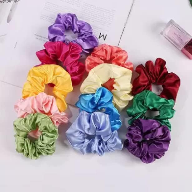Elecsera Silk Scrunchies for Women Extra Large Set of 12 Rubber Band (Multicolor) view 3