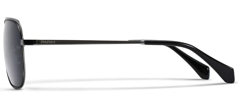 PARIM Polarized Men's Aviator Sunglasses Silver::Black Frame / Grey Lenses | SKU 11025 B1 view 3