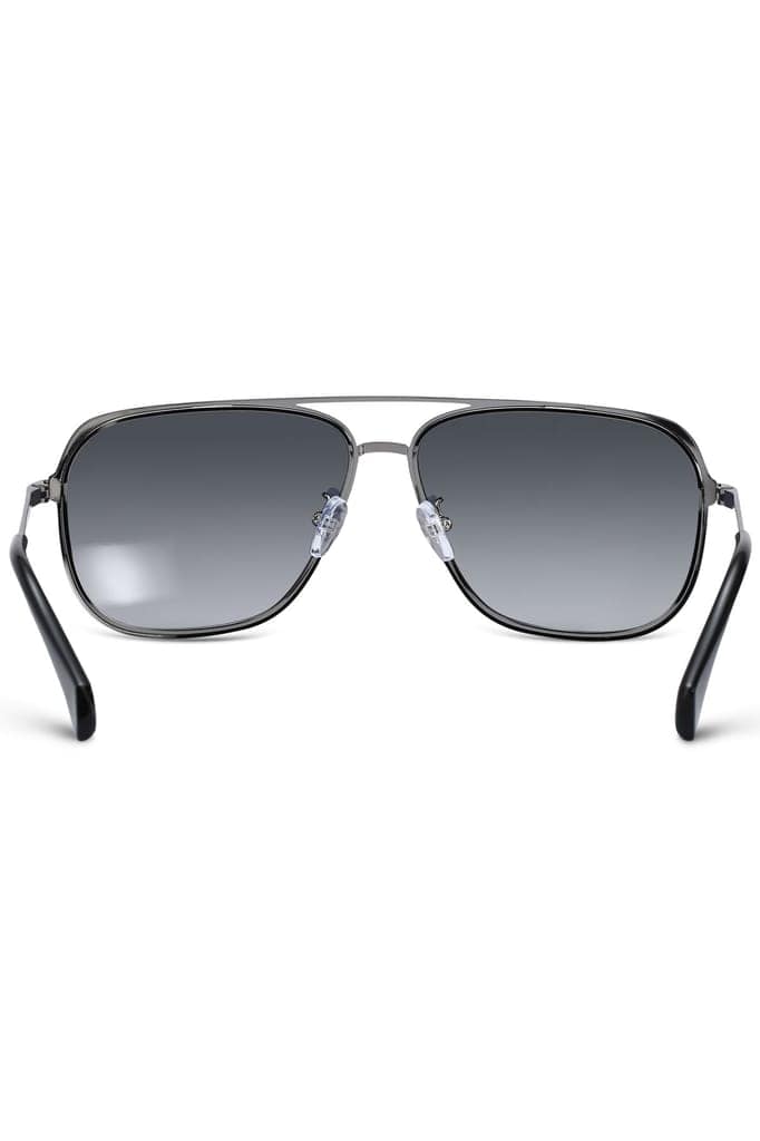 PARIM Polarized Men's Aviator Sunglasses Silver::Black Frame / Grey Lenses | SKU 11025 B1 view 4